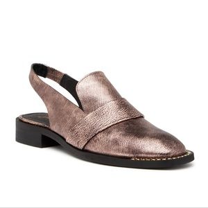 Free People Abbey Road Slingback Mules Metallic Leather Glam Rhinestone 40 10